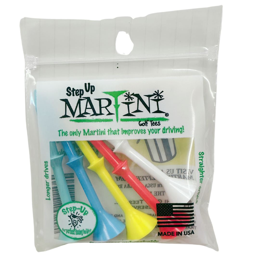 Martini Step Up Tees 3 1/4 Pack of 5 Tees Golf Stuff - Save on New and Pre-Owned Golf Equipment Multi: Blue/Pink/Yellow/Aqua/White 