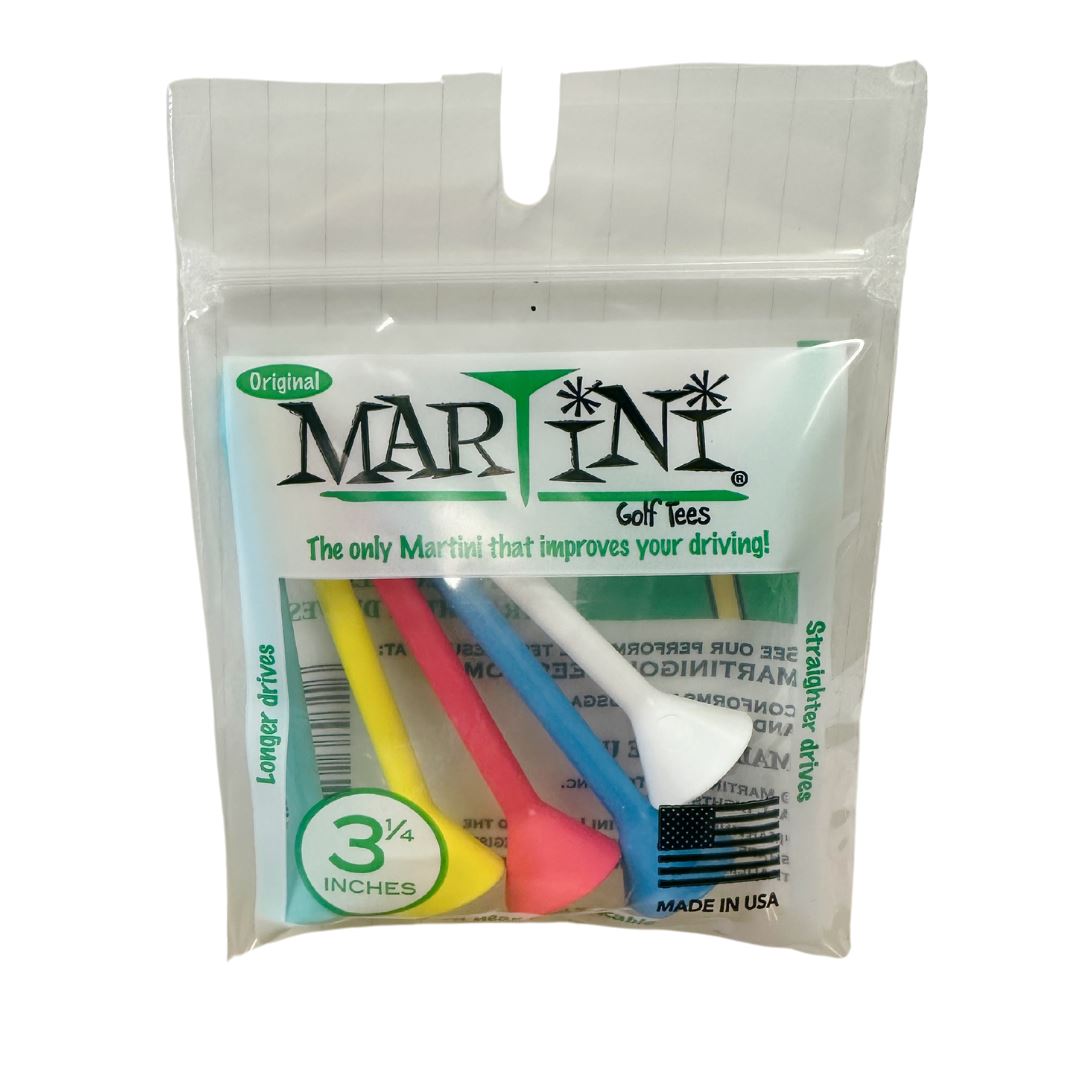 Martini Tees Original 3 1/4 Inches Pack of 5pcs Golf Stuff - Save on New and Pre-Owned Golf Equipment Multi: White/Pink/Blue/Yellow/Aqua 