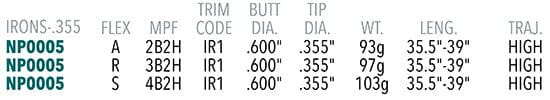 Nippon 8950GH Steel Iron Shaft .355 Taper Tip Steel Shaft Nippon 