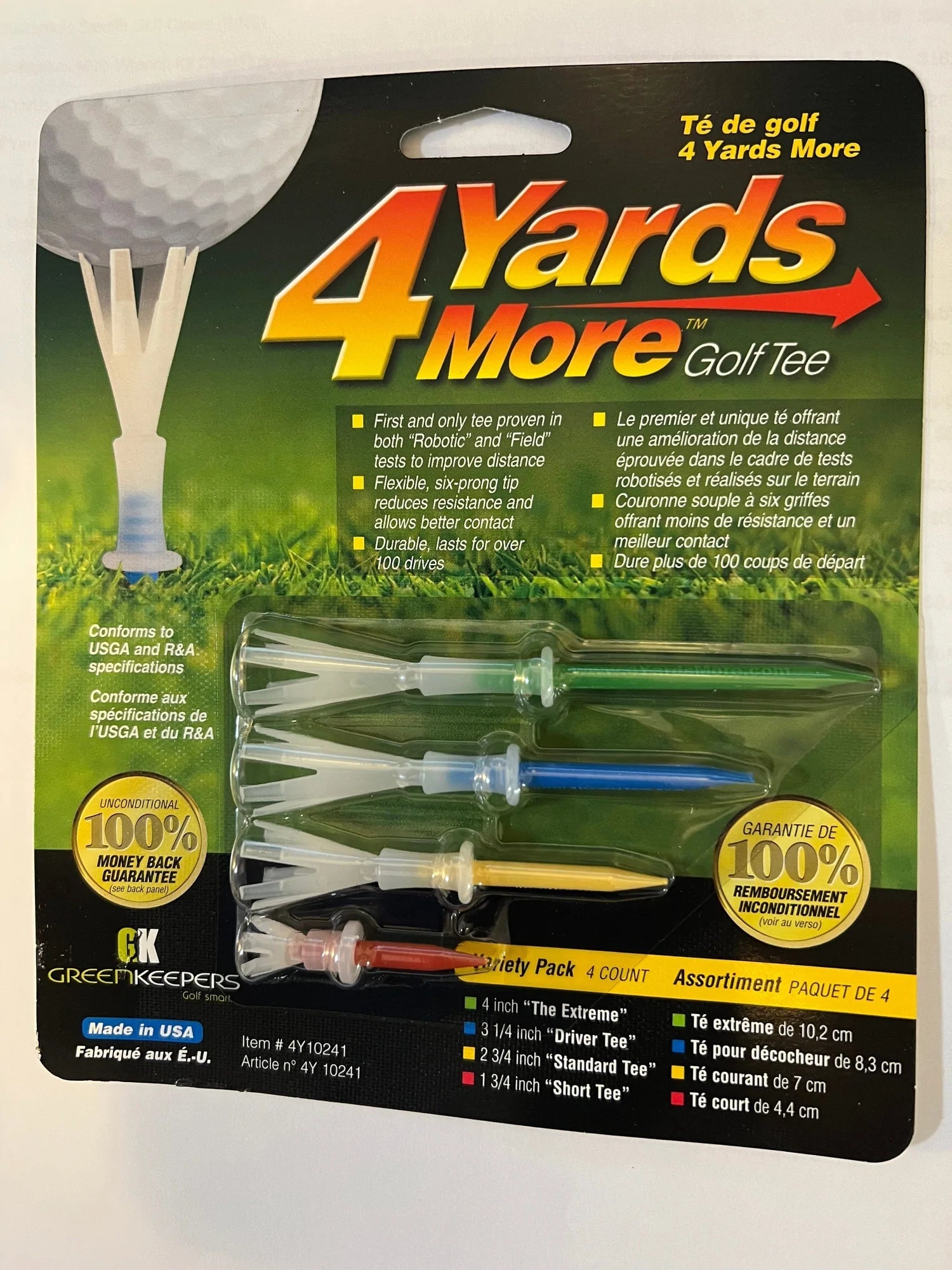 4 Yards More Golf Tee Variety Pack 4 Count Golf Tees TeeMate Variety Pack 