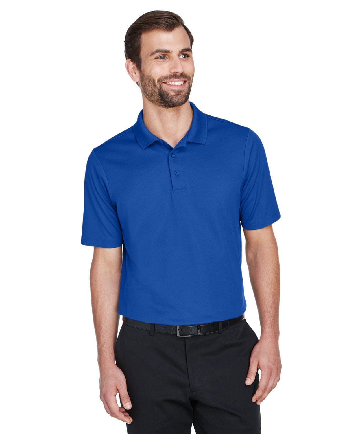 Devon & Jones CrownLux Performance™ Men's Plaited Polo True Royal Golf Stuff 