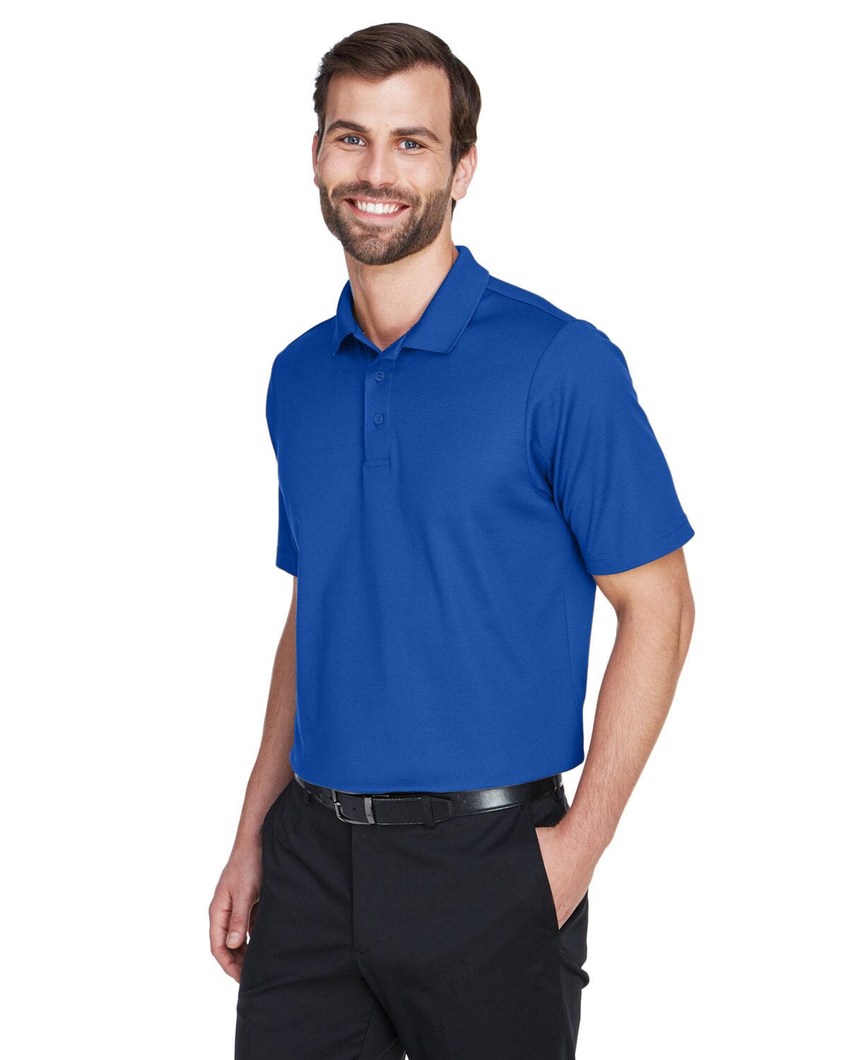 Devon & Jones CrownLux Performance™ Men's Plaited Polo True Royal Golf Stuff 