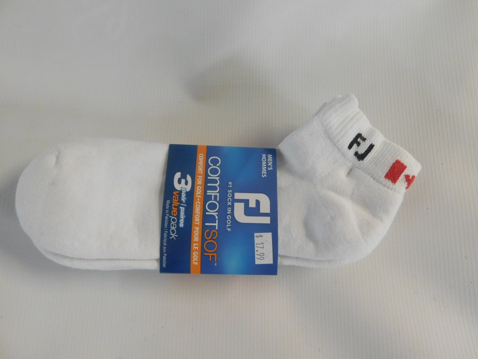 FootJoy ComfortSof 3 Pack Men's Socks Socks Acushnet White w/Can Logo 