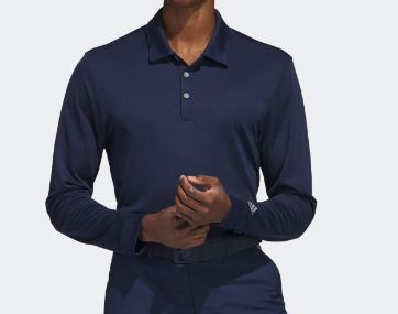 Men's Long Sleeve Polo Shirt Navy IB6110 SAMPLE Apparel Golf Stuff 