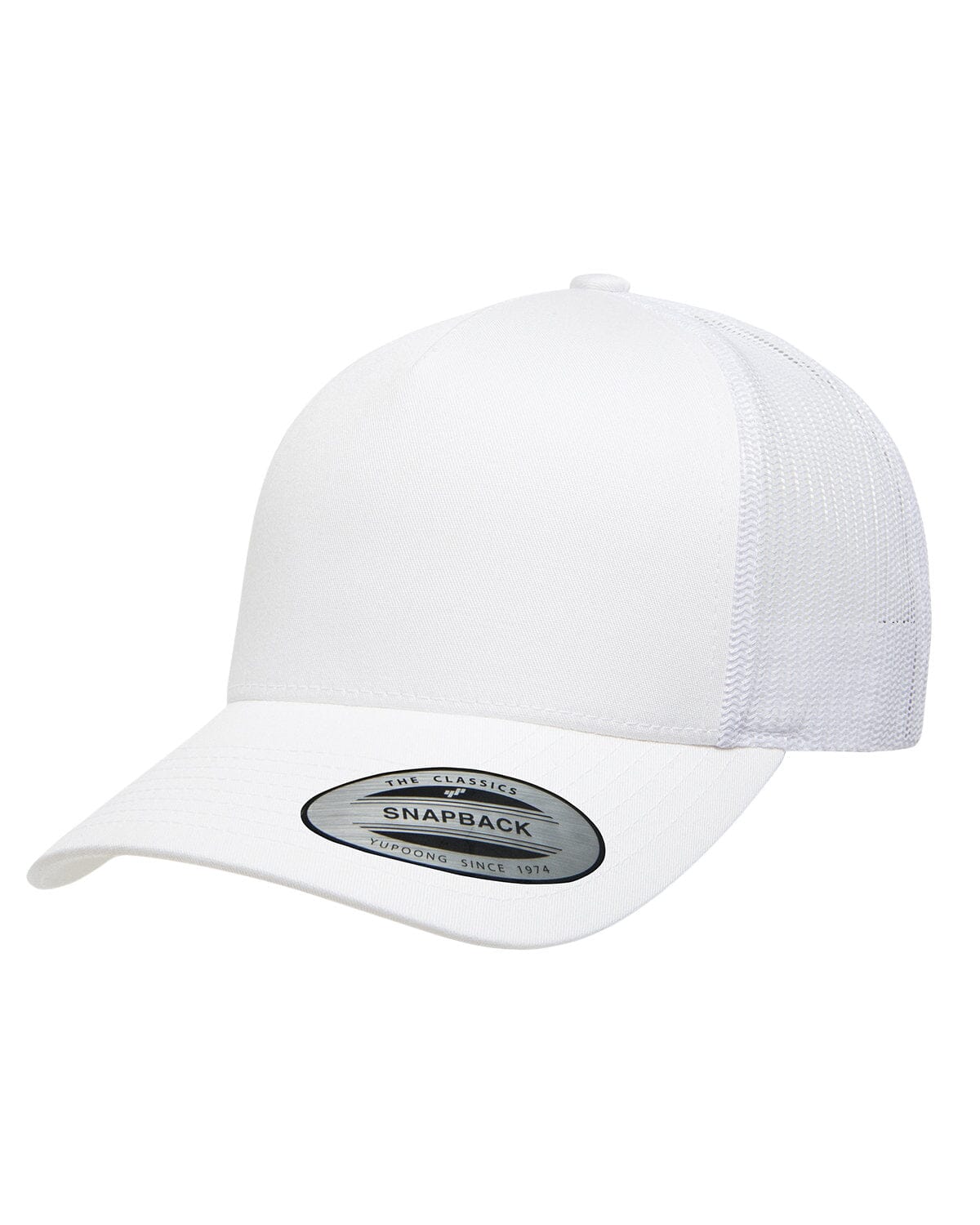 Yupoong Adult 5-Panel Retro Trucker Cap White 6506 Hats Golf Stuff 